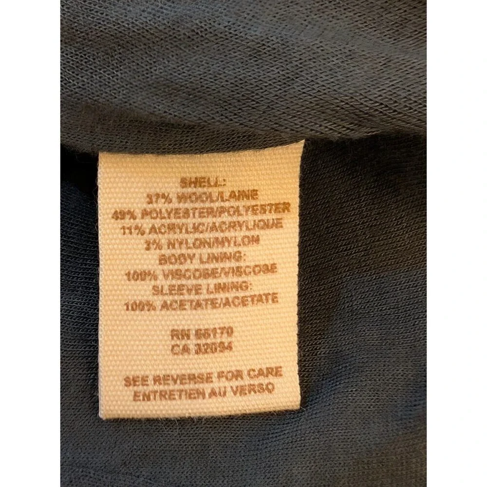 Free People Charcoal Herringbone Wool Blend Puff‎ Shoulder Blazer Jacket Gray
